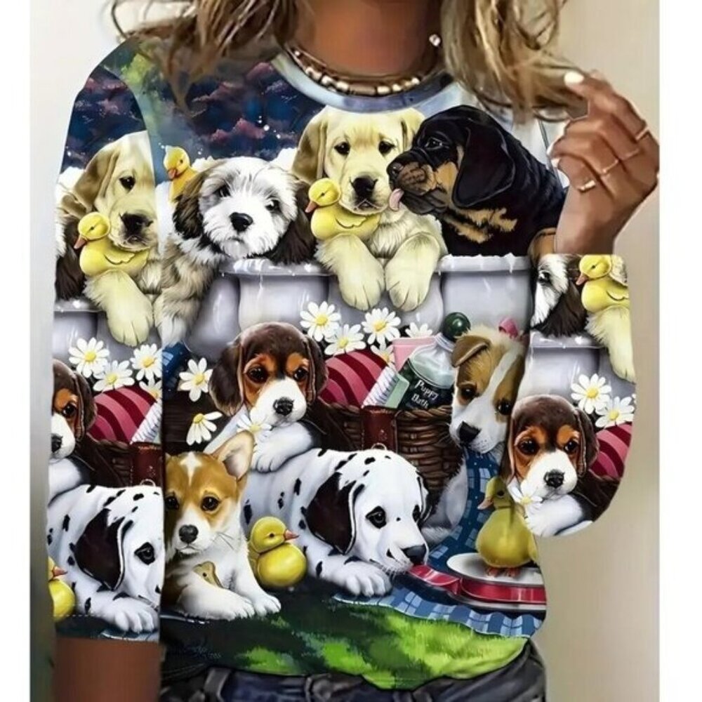 NEW Dog Print T-Shirt.  Sizes 1x,4x,5x,6x,7x